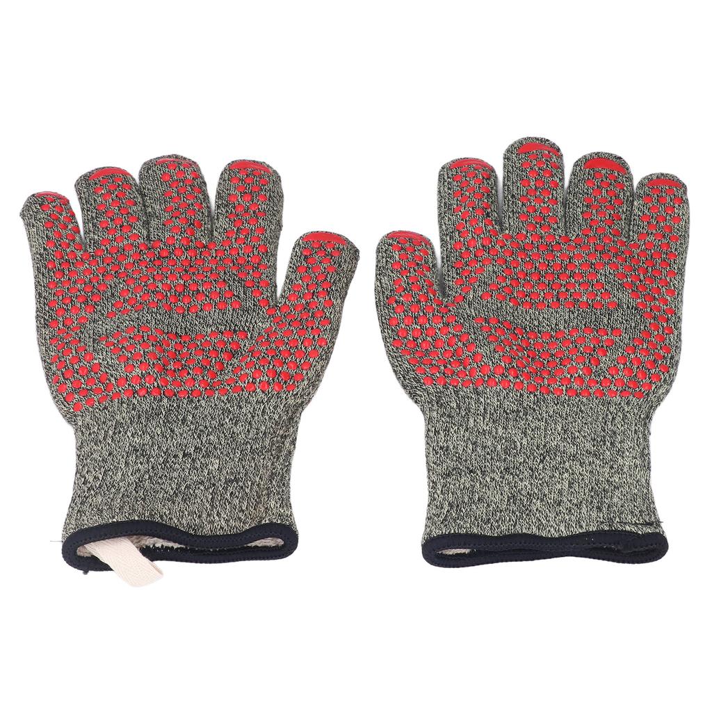 Heat Resistant Gloves Aramid Silicone Cotton BBQ Grill Oven Mitts 500℃ High Temperature Resistance 3