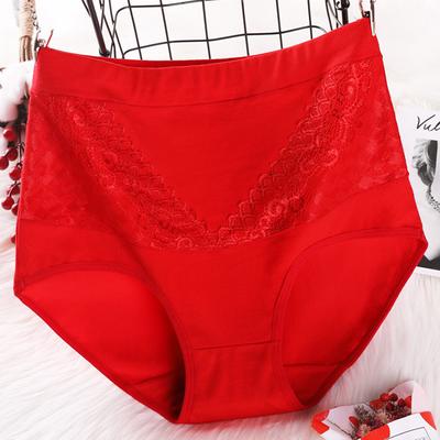 Женские трусы-треугольники Year of Life Big Red с высокой талией из кружева и хлопка с дышащими кружевными чашечками