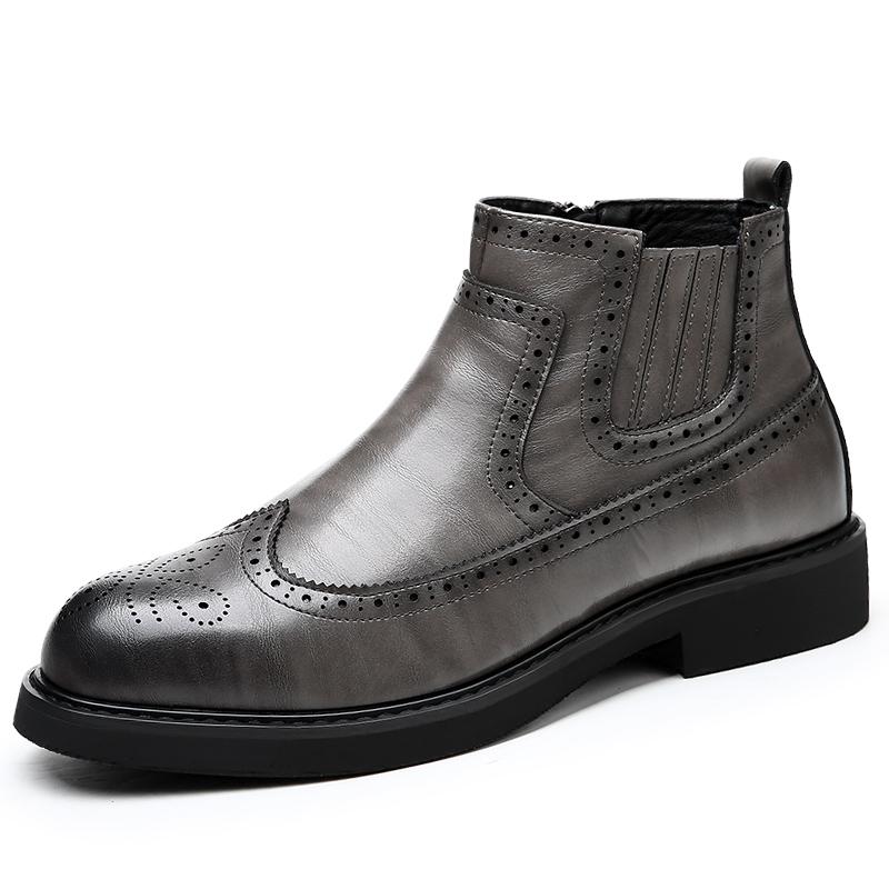 Модные роскошные брендовые мужские ботинки Chelsea, высококачественные кожаные туфли с резьбой, дизайнерские ботинки, модные повседневные деловые ковбойские сапоги