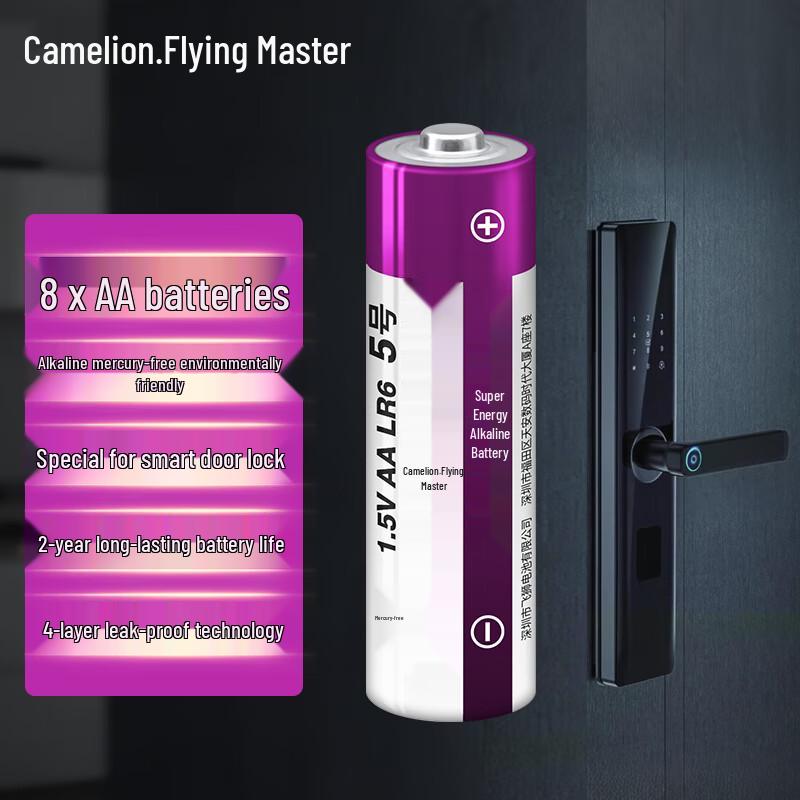 Camelion AA Smart Door Lock Alkaline Batteries 8-Pack CN plug (adapter included)