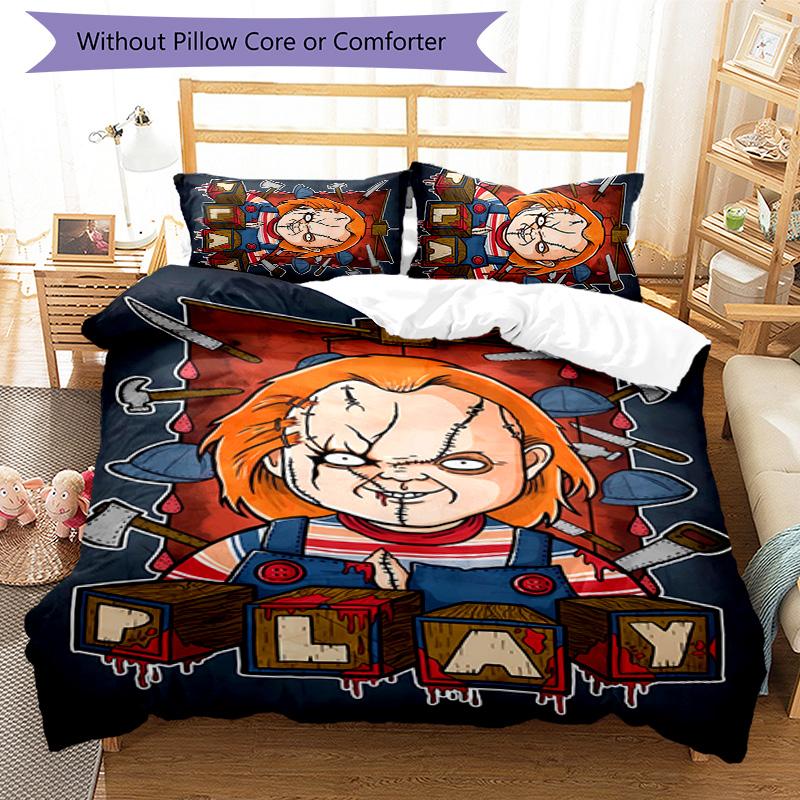 3pcs Horror characters pattern bedding set duvet cover set includes duvet cover &pillowcases,perfect all season bedroom decoration&gift