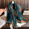Silk Scarf for Women In Spring  Autumn and Winter  Middle-aged and Elderly Mothers Warm and Versatile  Super Large Scarf Literary Style Travel Scarf
