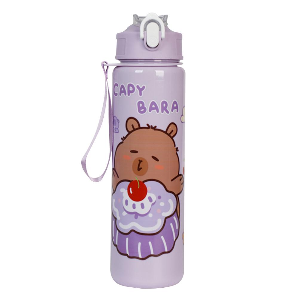 700ml Capybara Portable Drinking Bottle with Straw & Handle Kawaii Water Bottle Large Capacity for Boys Girls Daily Use