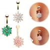 Flower Cubic Zirconia Belly Button Ring Navel Bar Barbell Body Piercing Jewelry