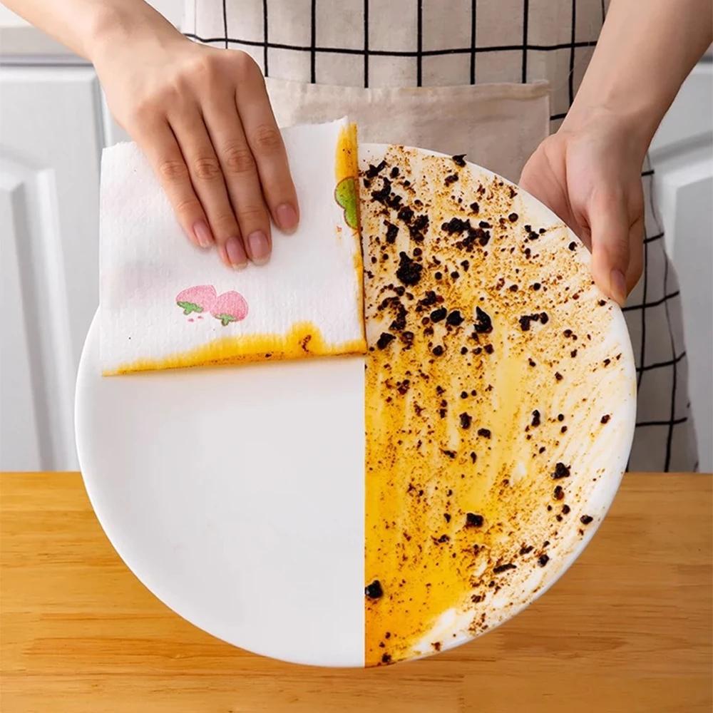 300/50pcs Disposable Rags Non-Woven Kitchen Cleaning Cloths Washing Dishcloth Towels Paper Scouring Pads Cleaner Tools