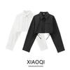 Fashion Style 2024 New Fall Women's Clothing Stylish All-Matching Short Drawstring Detail Long Sleeves Shirt 1244807