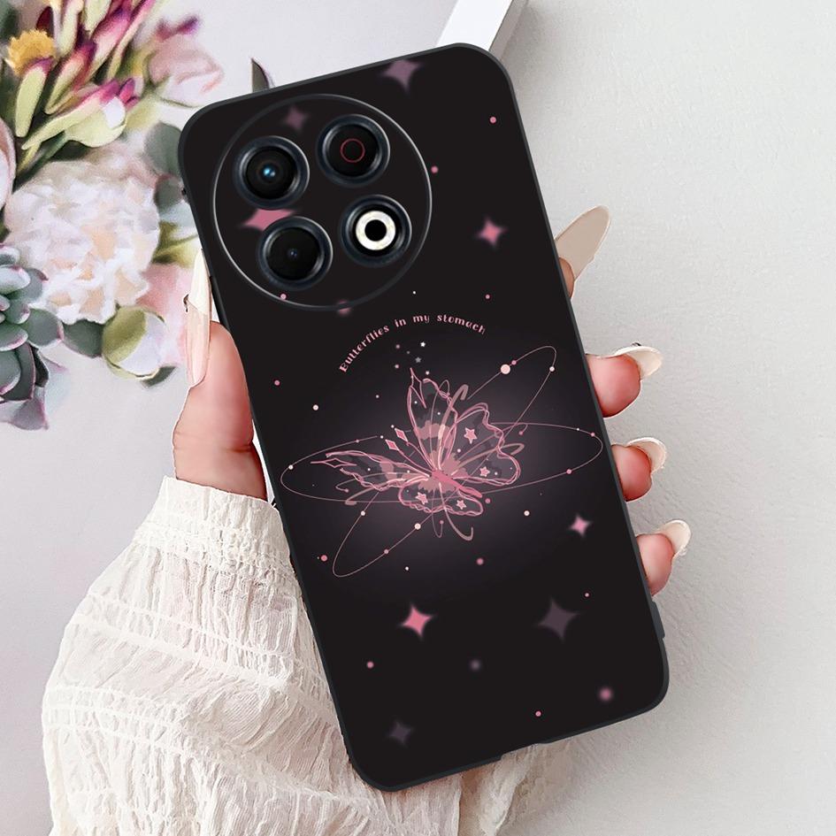Для Tecno Spark 30 KL6 Чехол Spark 30 Pro KL7 Обложка Модный Цветок Мягкий Черный Силиконовый Чехол для Телефона Для Tecno Spark30 Pro 2024 Чехол