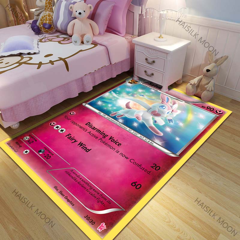 New Arrive! P0kemon Sylveon Cards Pattern Carpets Living Room Bedroom Sofa Floor Mat Area Rug Home Decor Gift for Family Friends