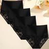 FINETOO 4Pcs Bodyshaper High Waist Lace Panties Women Underwear Soft Crotch Briefs Hollow Out Intimates Lingerie Ice Silk Briefs