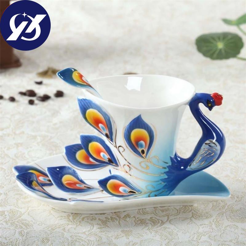200 мл костяная Cna 3D цветная эмалевая кофейная чашка с изображением животных с блюдцем и ложкой керамические чашки для послеобеденного чая Drinkwkare
