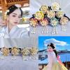 Flower Hanbok Hairband Pearl Stage Dance Hair Hoop Retro Korean Headband  Ladies