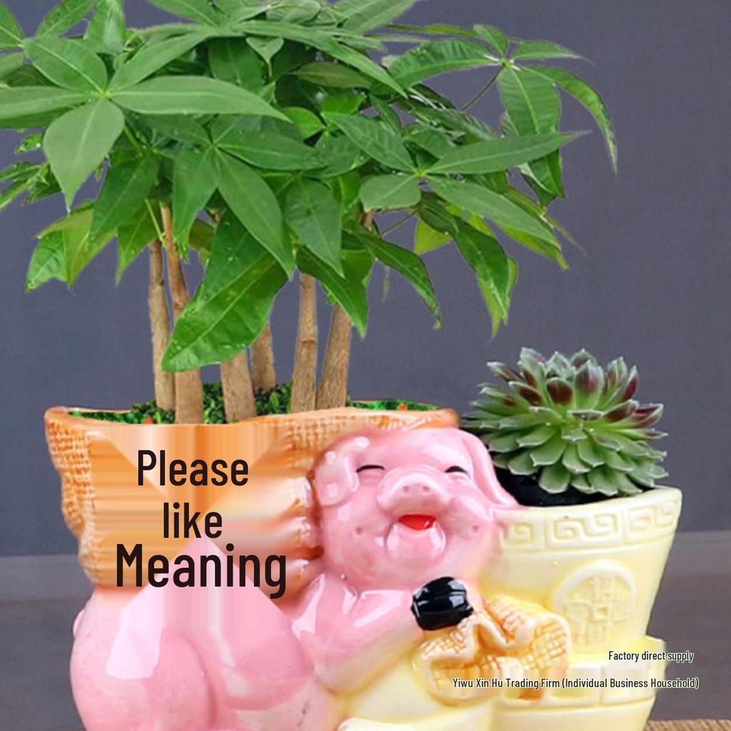 Large European Double-Mouth Ceramic Succulent Pot - Creative Retro Design for Indoor Decor