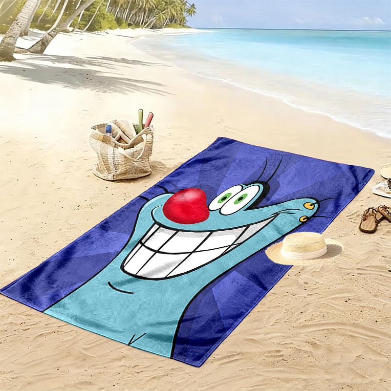 Oggy Print Beach Towel, Large Soft Quick Dry Towel for Beach Camping Swimming