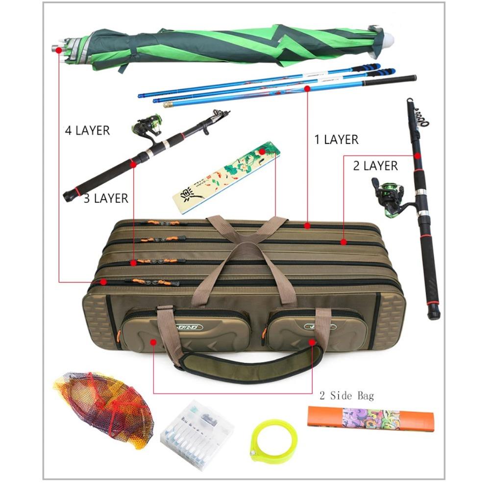 80cm/90cm/100cm/120cm Fishing Rod Bags Waterproof 3/4 Layer Fishing Reel Storage Case Gear Lures Bag Large Capacity Backpack