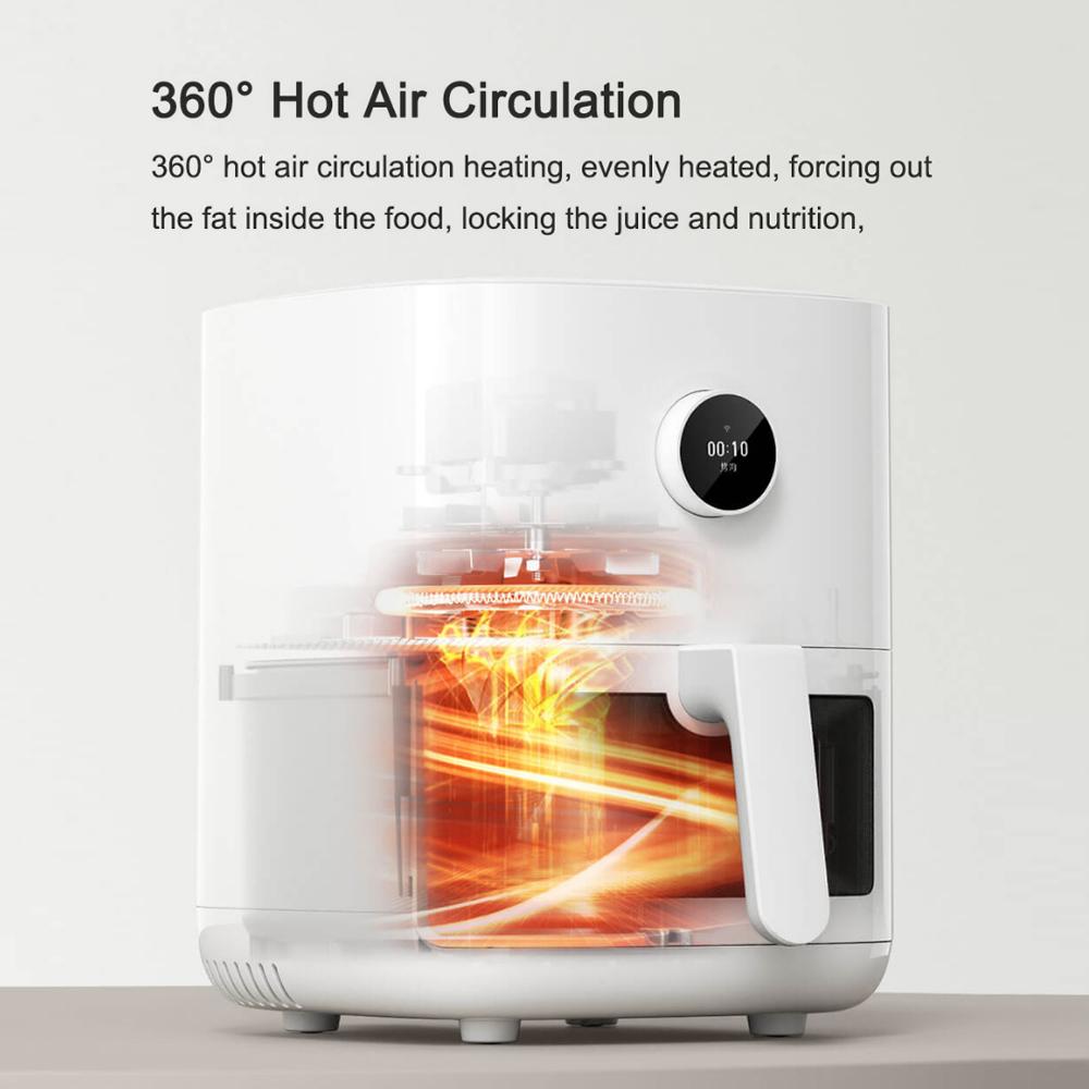 Интеллектуальная фритюрница 220 В, электрическая фритюрница без масла, антипригарное покрытие, 24-часовой таймер, интеллектуальная духовка для картофеля фри объемом 4 л, экран OLED