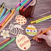 Деревянный срез в форме пасхального яйца с пеньковыми веревками DIY Неокрашенный Поделки для раскрашивания Пасхальный подвесной кулон для Пасхального декора