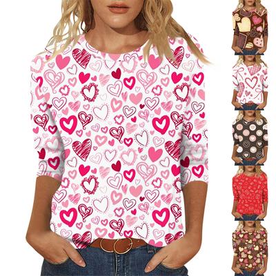 Женский модный и повседневный свитер с рукавом семь четвертей и принтом ко Дню святого Валентина