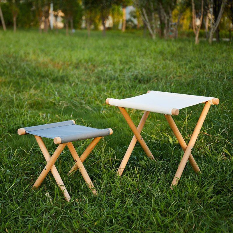 Camping Folding Chair, Solid Wood Portable Outdoor Folding Stool, Long Bench, Wooden Small Stool, Cushioned Long Bench