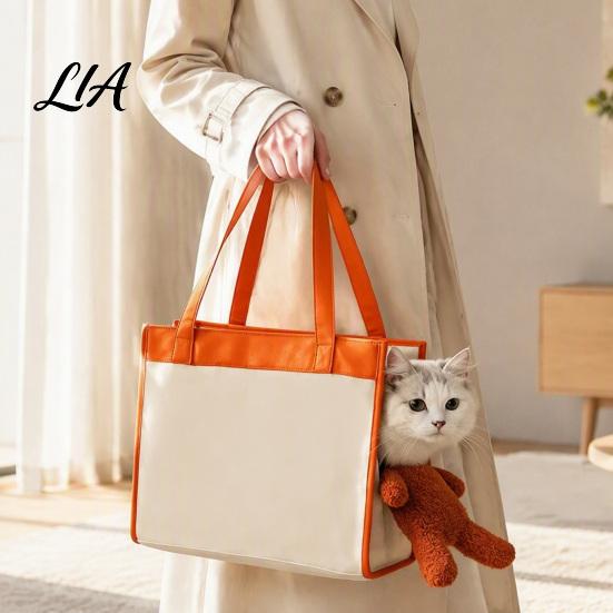 Functional Pet Bag for Small Animals Tote Carrier Bag, 2-in-1 Cat Dog Travel Handbag with Head?Out Opening, Large Capacity Fashion Walking