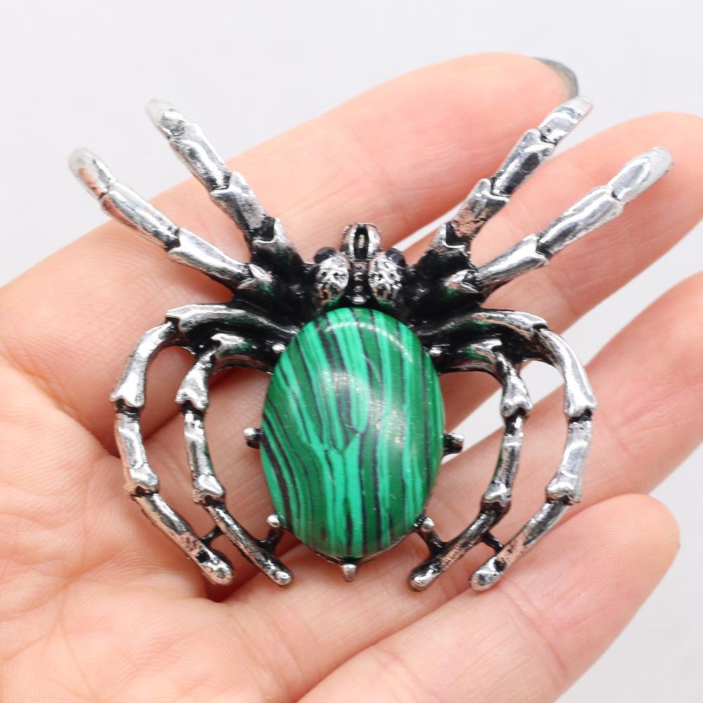 Women Brooch Natural Stone Spider-Shaped Pendant For Jewelry Making DIY Necklace Bracelet Clothes Shirts Accessory