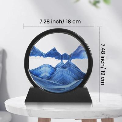 3D Песочные часы Зыбучий песок Движущийся песок Картина Круглое стекло Глубоководный пезаж Ремесло Текущая живопись Домашний офис Рабочий декор