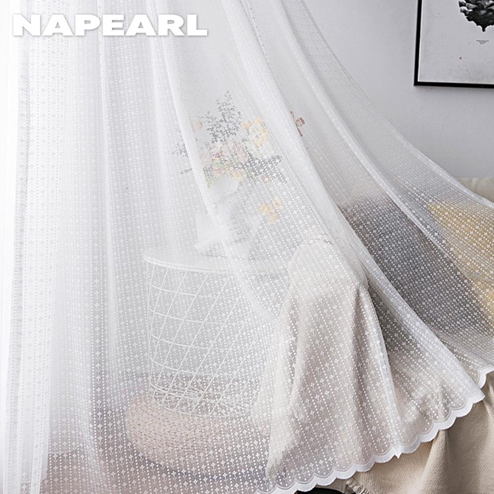 1 шт. NAPEARL 10-20% затемнение французский стиль свежий волнистый низ кружевная прозрачная занавеска для гостиной спальни балкона домашний декор