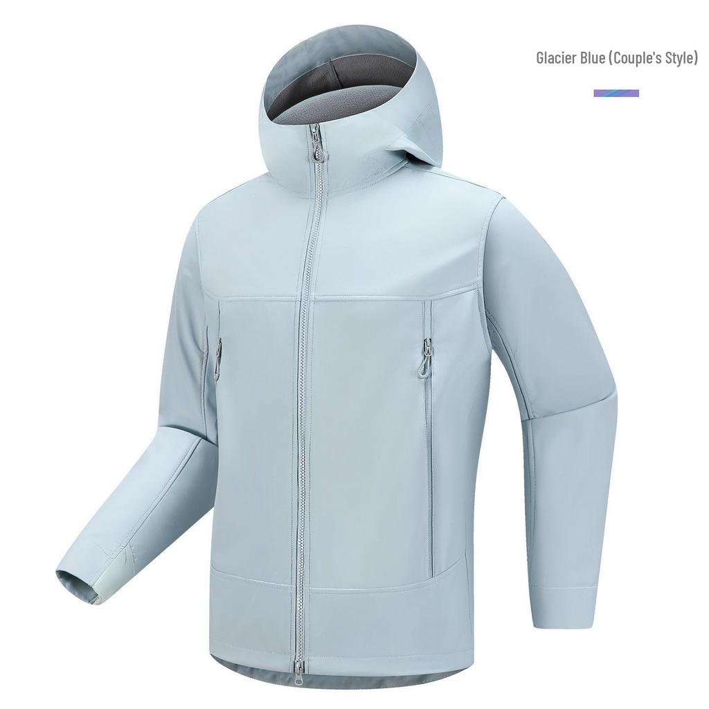 2025 Men's Outdoor Hooded Softshell Jacket - Fleece-Lined, Loose Fit for Mountaineering Travel