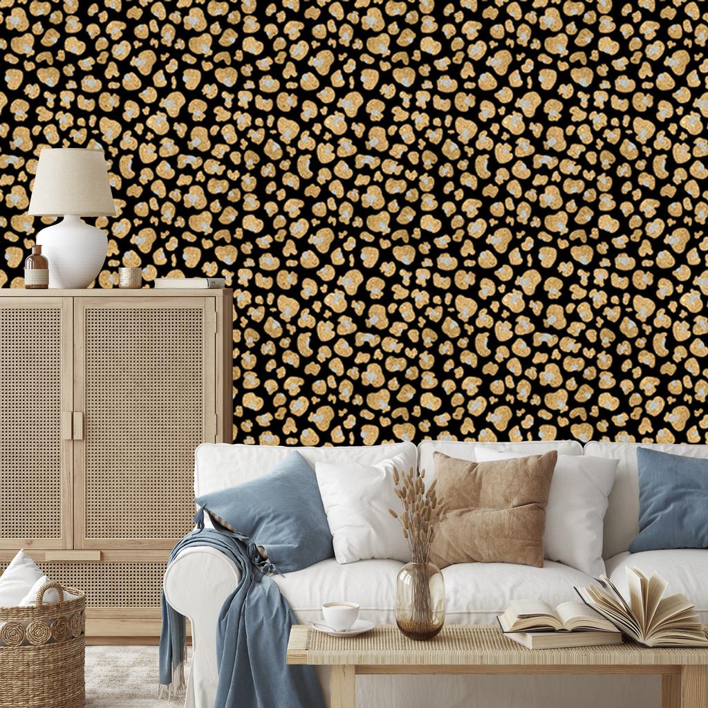 Golden Leather Wallpaper Ochre, Gold and Black for Living Room and Bedroom 50x1000