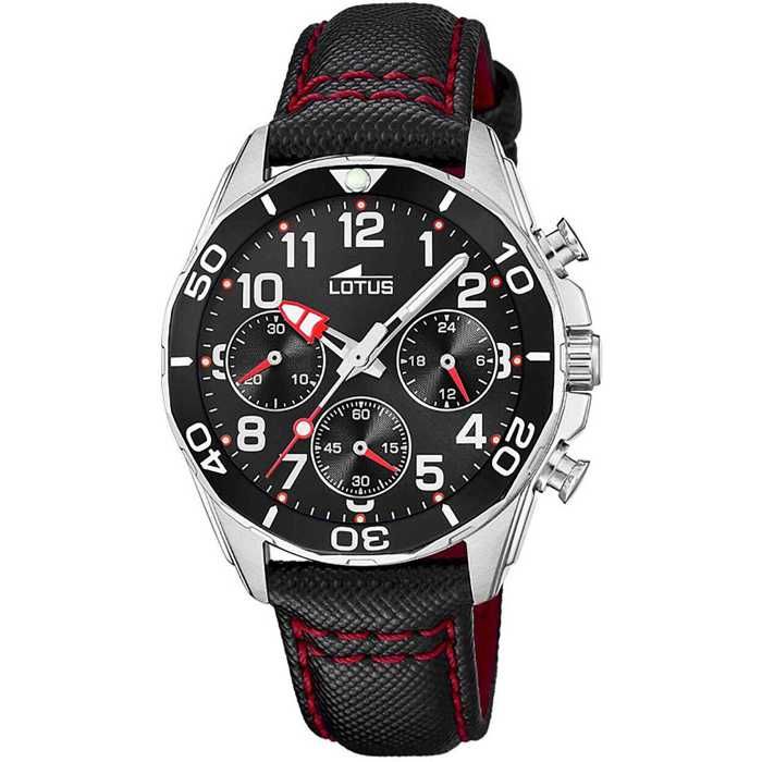 Montre - Acier,Cuir Noir - Lotus - 18859/2