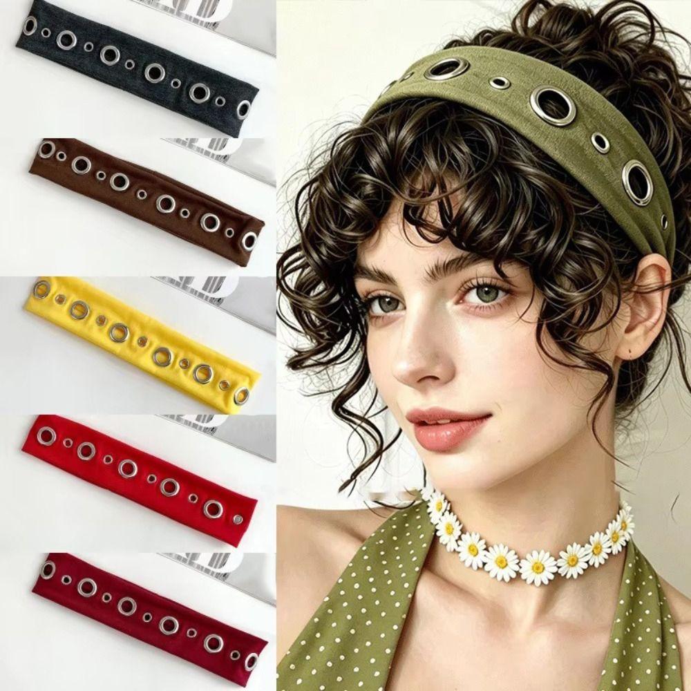 Hollowed Out Eyelets Punk Hairband Sweet Style Vintage Headwrap Retro Face Wash Headband For Women