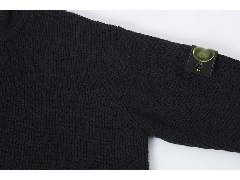 Унисекс Осенне-Зимний Кардиган на Молнии с Каменным Узором: Стойка воротника, Деталь с нашивкой, Двухцветный вязаный свитер