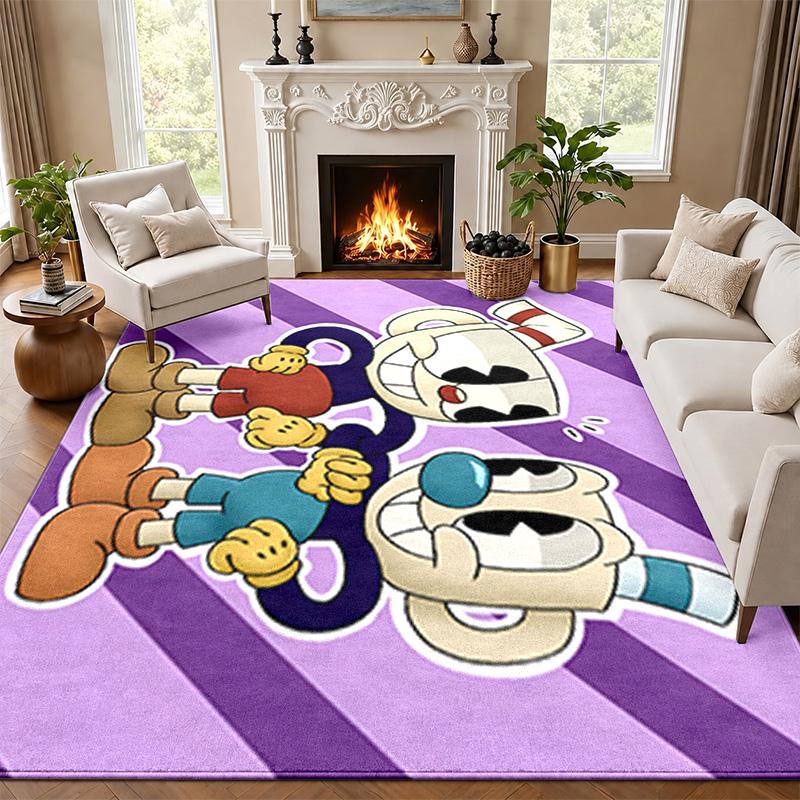 Cuphead Carpet Door Mat for Living Room or Bedroom Protective Mat Under Chair Office Decoration Christmas Gift Birthday Present