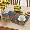 4Pcs Rectangular Boho Mandala Placemats Linen Floral Dining Mats Geometric Table Mat  Dinner