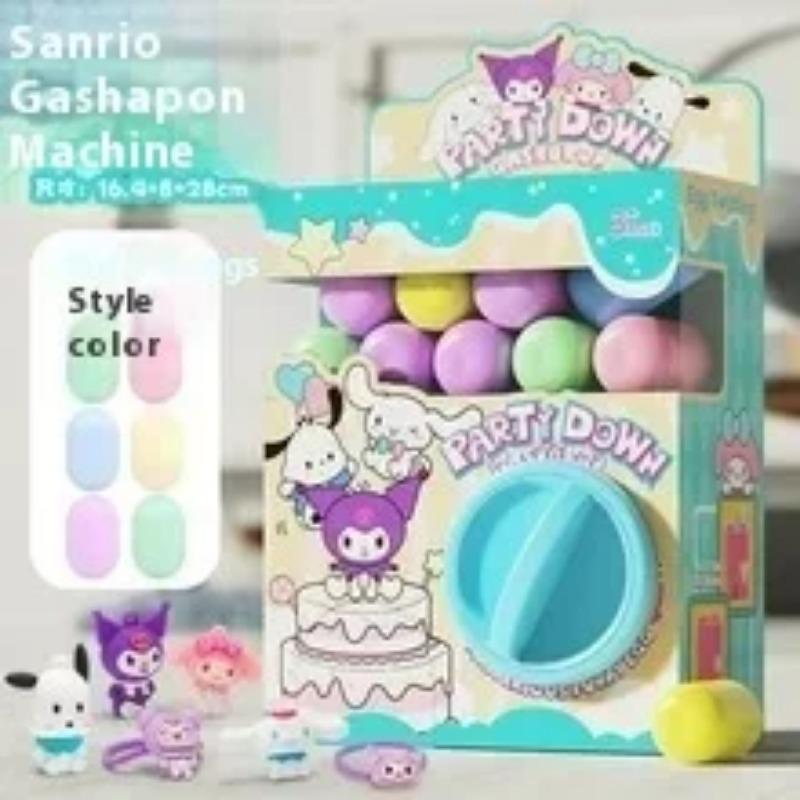 Sanrio Детский мультфильм Мелодия Крутящаяся машина для яиц Мини-кукла Хватающая куклу машина Сделай сам Веселое яйцо Слепая коробка Игрушка Детские подарки-сюрпризы