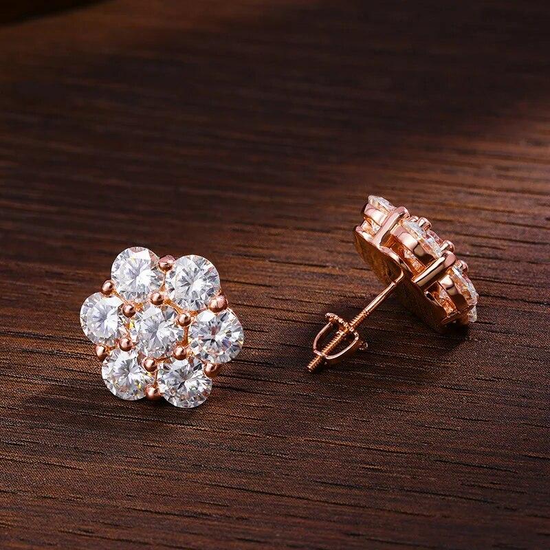 Серьги D Color 7ct с муассанитом s925, посеребренные, белое золото 18 карат, с сертификатами GRA, серьги с бриллиантами для женщин и мужчин