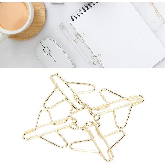 Airplane Shaped Paper Clips, 100Pcs Mini Cute Paperclips Portable Electroplated Metal Office Clips for Document Sorting and Organizing Office School