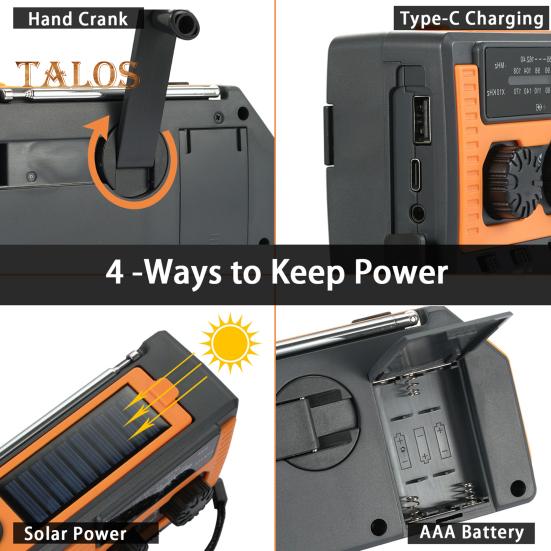 Аварийное солнечное радио с фонариком SOS сигнализация IPX3 водонепроницаемый многофункциональный ручная рукоятка AM/FM метеорологическое радио
