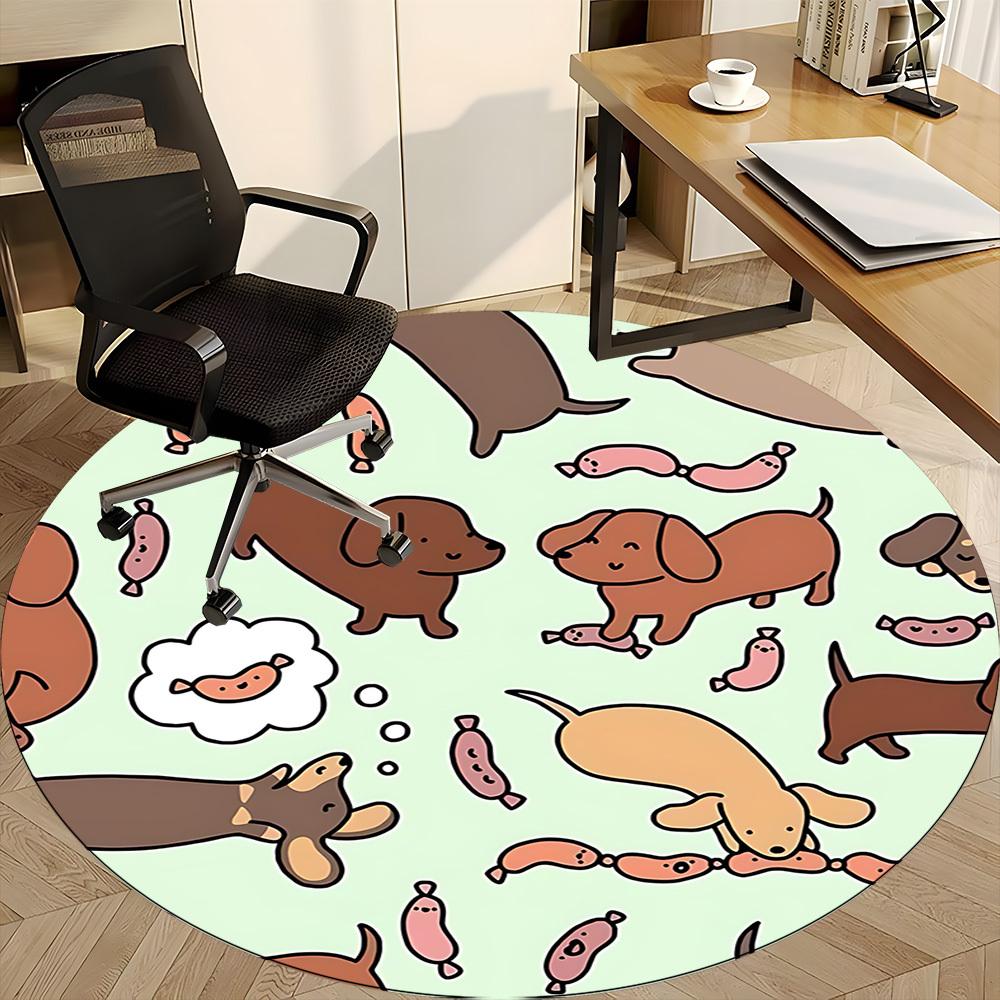 1pc Dogs Sausages Office Round Area Rug, Indoor Mat Suitable ForOffice, Under Office Chairs Bedroom Living Room Home Decor, Room Deco, n56