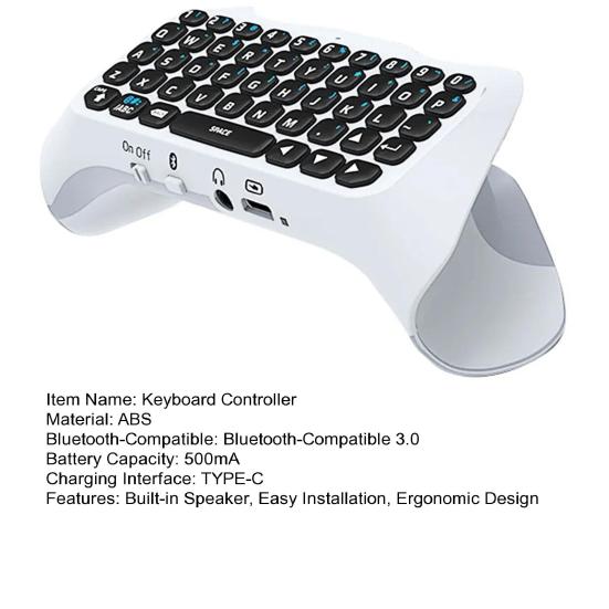 Беспроводной контроллер клавиатуры Bluetooth-совместимый контроллер Панель для чата Клавиатура Крепление для геймпада со встроенным динамиком PS5 QWERTY