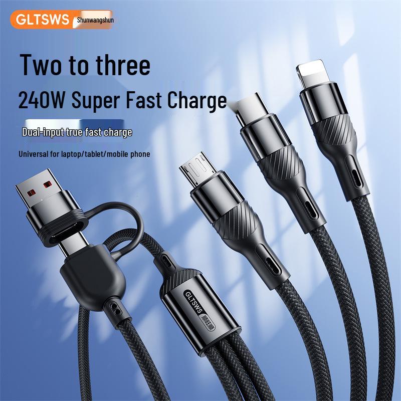 240W Multi-Function 3-in-1 Fast Charging Cable for Mobile Phones