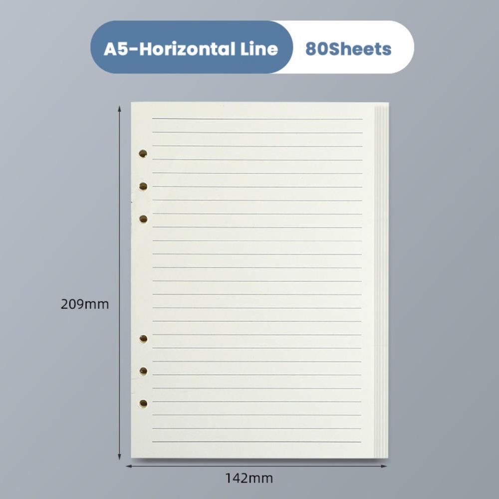 80Sheets A5/A6/A7 Notebook Refill Paper Kraft Paper 6-hole Binder Inner Page Students