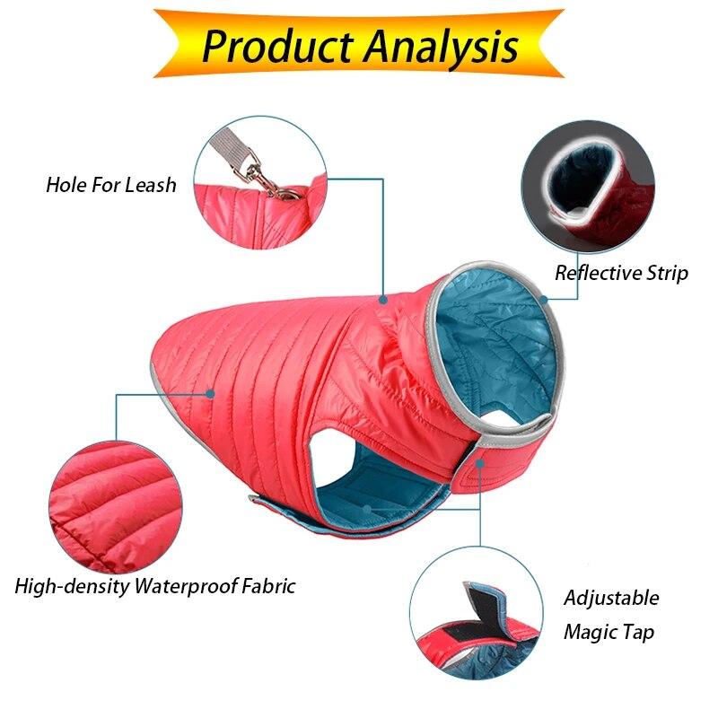 Светоотражающая зимняя одежда для домашних животных, водонепроницаемая куртка для щенков, жилет для собак, товары для собак, одежда для домашних животных, зимнее пальто для собак, аксессуары для собак