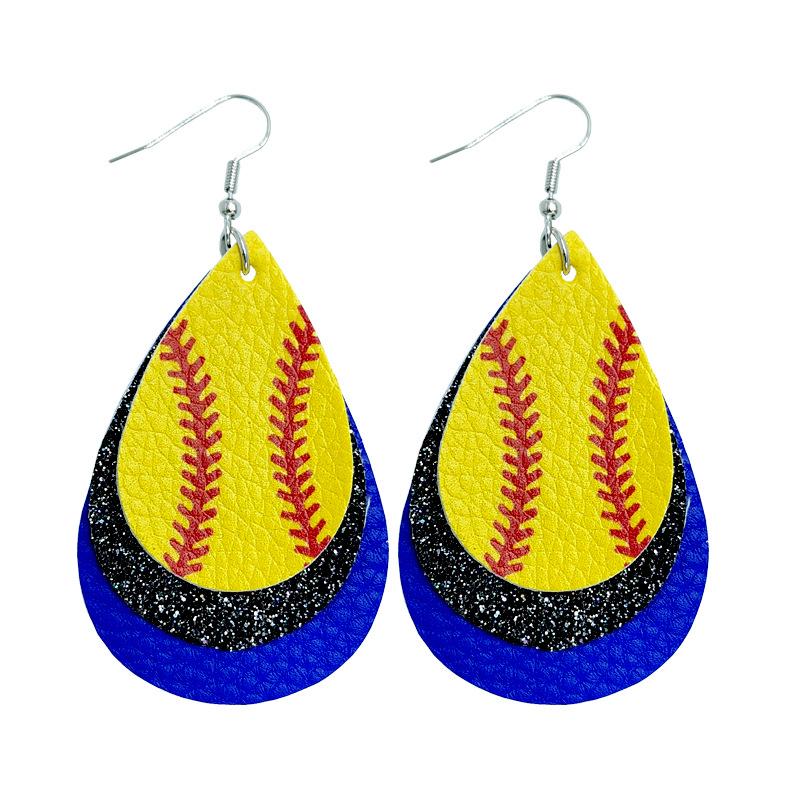 Baseball Leather Earrings, Football Football Basketball Leather Earrings
