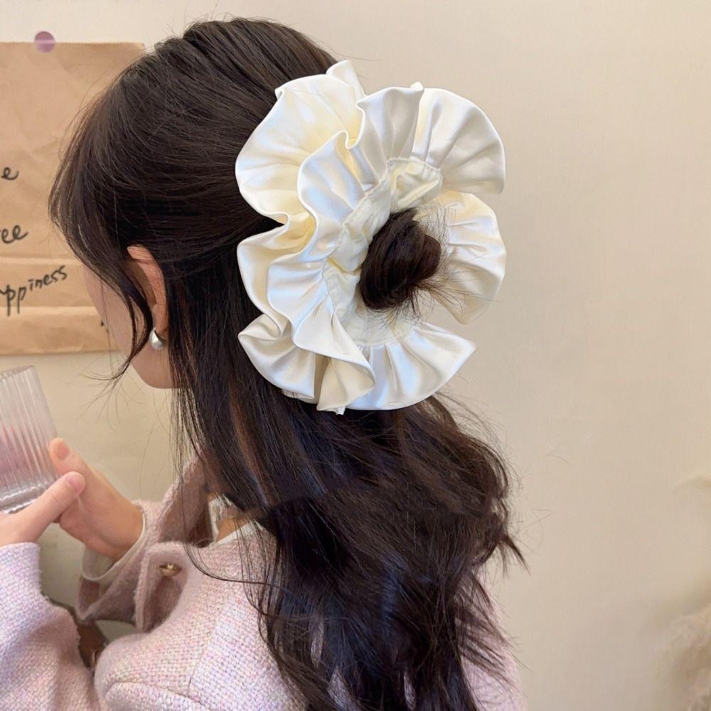 Элегантные плиссированные резинки для волос в форме цветка, преувеличенная веревка для волос, милая большая резинка для волос для вечеринки