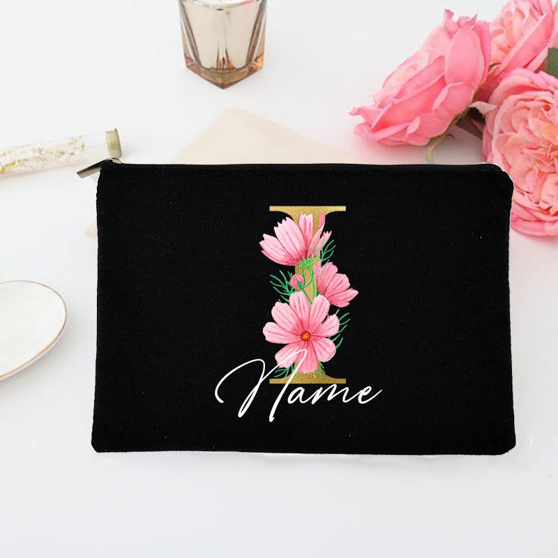 Personalized Makeup Bag Custom Initial with Name Bridal Cosmetic Case Monogram Toiletries Pouch Wendding Gifts for Bridesmaid