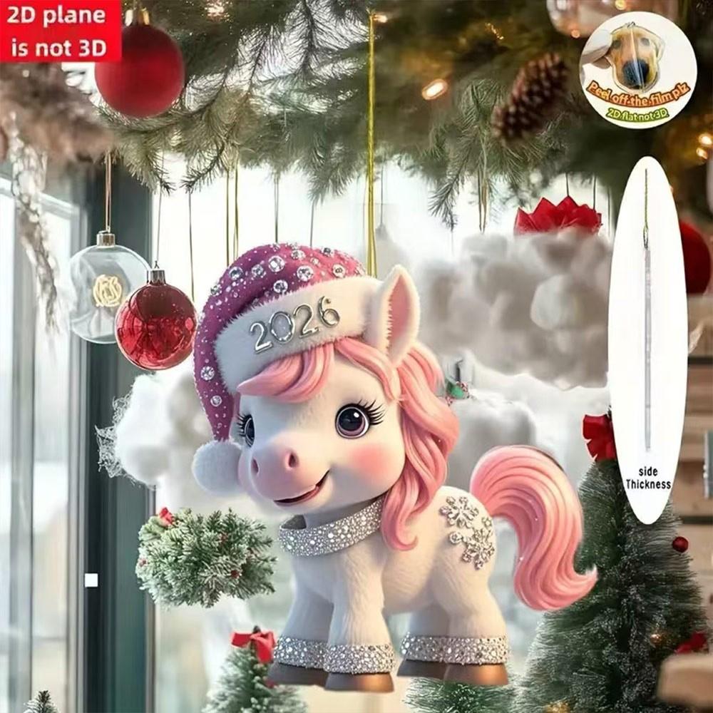 Новый 2D Плоский Рождественский Подвесной Кулон Сияющий Имитация Лошади Подвеска Балерина Акриловый Брелок Шармы для Сумки