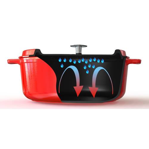 Invicta 22cm Cast Iron Enamel Round Casserole, Induction Compatible, Made In France, Ruby Red, PUV402220