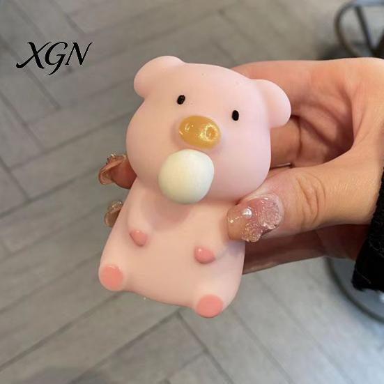Pig Stress Reliever Bubble Blowing Squeeze Toy Relief Cartoon Sensory Soft Stretchy Animal Shape Home Office Desk Reusable Ball