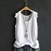Women Vest Round Neck Buttons Decor Sleeveless Tank Tops Solid Color Loose Fit Thin Summer Tops Daily Wear