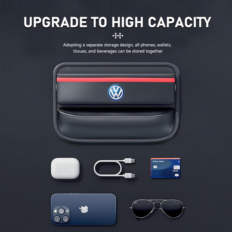 For Volkswagen VW Leather Car Seat Gap Organizer Vehicle Seat Crevice Storage Box Golf 4 5 6 7 Polo Jetta Sagitar Magotan Passat zg8